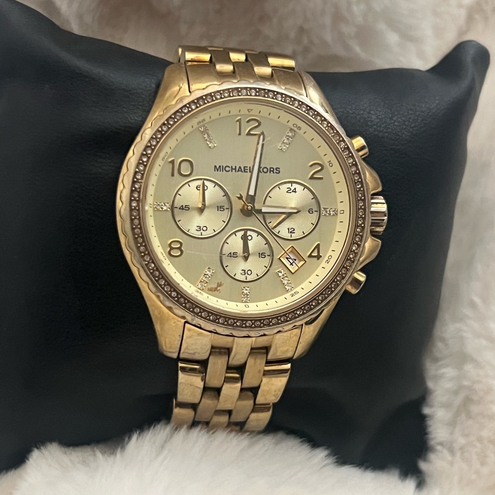 Michael Kors Gold Crystal-Accent Chronograph Watch- Style MK 5347
